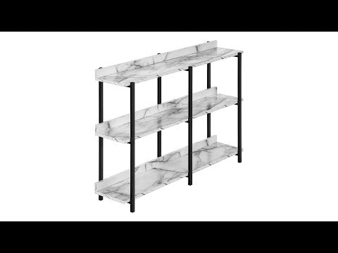 ACCENT TABLE - 48""L / WHITE MARBLE / BLACK METAL CONSOLE