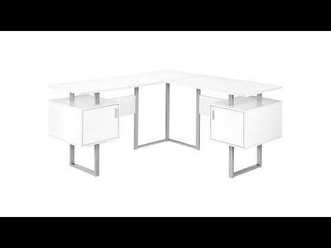 COMPUTER DESK - 58""L / WHITE / SILVER METAL CORNER