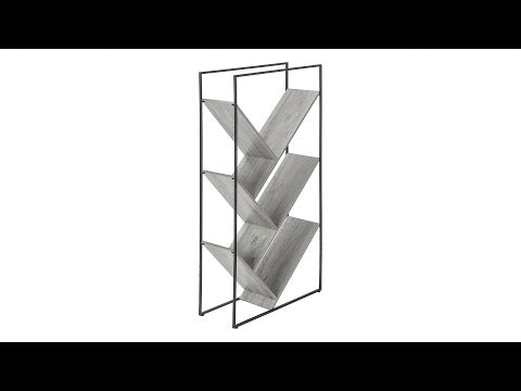 BOOKCASE - 60""H / GREY / BLACK METAL