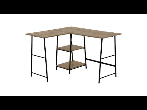 COMPUTER DESK - 48""L / DARK TAUPE TOP/ BLACK METAL CORNER