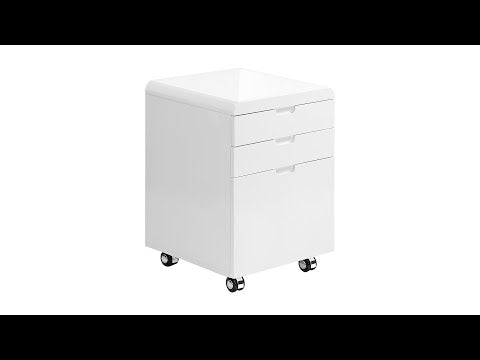 FILING CABINET - 3 DRAWER / HIGH GLOSSY WHITE / CASTORS