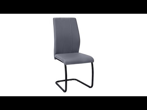 DINING CHAIR - 2PCS / 39""H / GREY LEATHER-LOOK / METAL