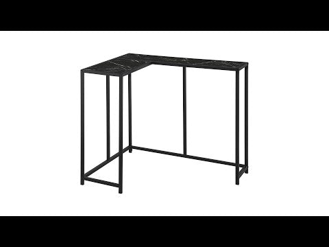 ACCENT TABLE - 36""L / BLACK MARBLE / BLACK CORNER CONSOLE
