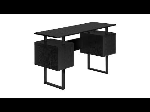 COMPUTER DESK - 48""L / BLACK OAK / BLACK METAL