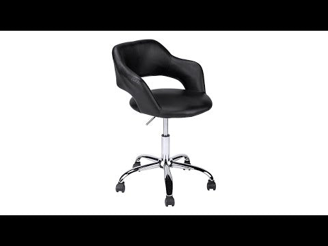 OFFICE CHAIR - BLACK / CHROME METAL HYDRAULIC LIFT BASE