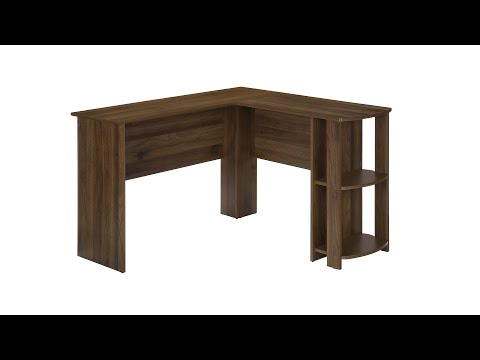 COMPUTER DESK - DARK WALNUT L-SHAPED CORNER / 2 SHELVES