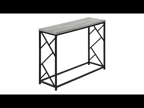 ACCENT TABLE - 44""L / GREY / BLACK METAL HALL CONSOLE