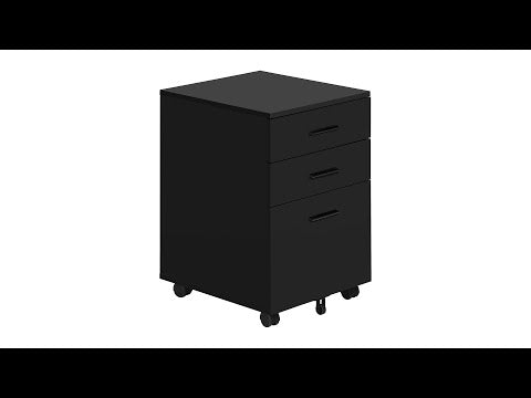 FILING CABINET - 3 DRAWER / BLACK ON CASTORS