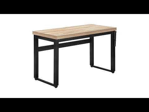 COMPUTER DESK - 48""L / NATURAL / ADJ.HEIGHT/ BLACK METAL