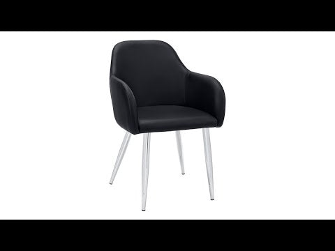 DINING CHAIR - 2PCS / 33""H / BLACK LEATHER-LOOK / CHROME