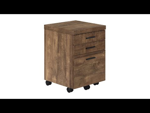 FILING CABINET - 3 DRAWER / BROWN RECLAIMED WOOD/ CASTORS