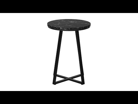 ACCENT TABLE - 22""H / BLACK MARBLE / BLACK METAL