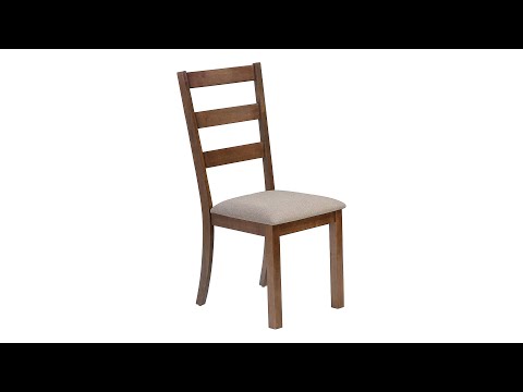 DINING CHAIR - 2PCS / 40""H BROWN WALNUT / BEIGE FABRIC