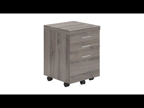 FILING CABINET - 3 DRAWER / DARK TAUPE ON CASTORS