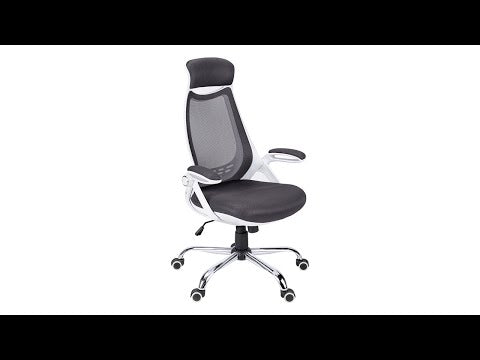 OFFICE CHAIR - WHITE / GREY MESH / CHROME HIGH-BACK EXEC