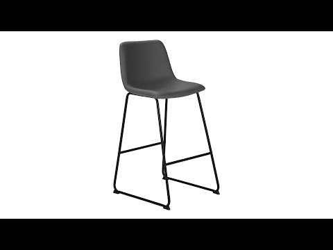 BARSTOOL - 40""H / GREY LEATHER-LOOK / BLACK METAL