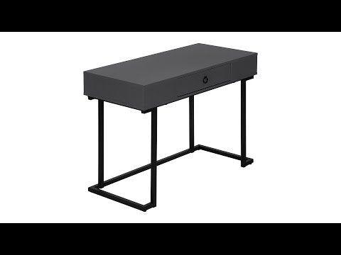 COMPUTER DESK - 42""L / MODERN GREY / BLACK METAL