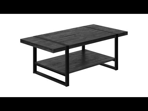 COFFEE TABLE - BLACK RECLAIMED WOOD-LOOK / BLACK METAL