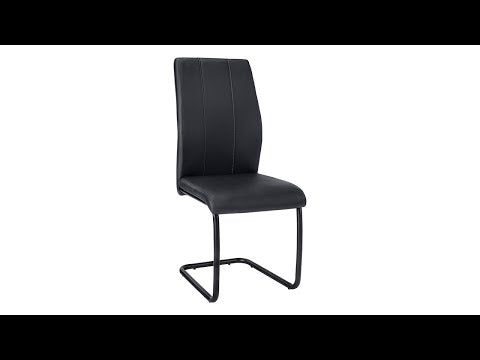 DINING CHAIR - 2PCS / 39""H / BLACK LEATHER-LOOK / METAL