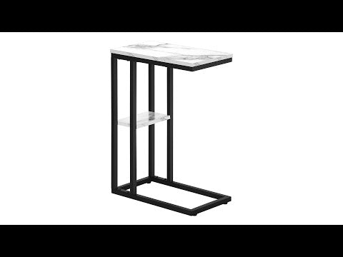ACCENT TABLE - 25""H / WHITE MARBLE / BLACK METAL