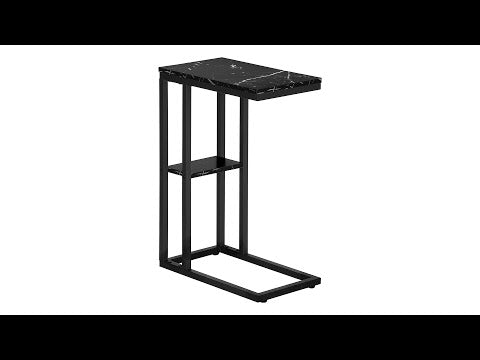 ACCENT TABLE - 25""H / BLACK MARBLE / BLACK METAL