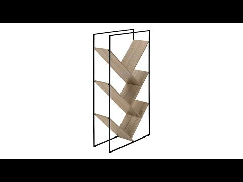 BOOKCASE - 60""H / DARK TAUPE / BLACK METAL