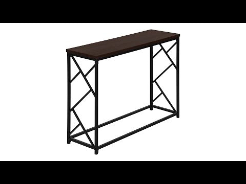 ACCENT TABLE - 44""L / ESPRESSO / BLACK METAL HALL CONSOLE